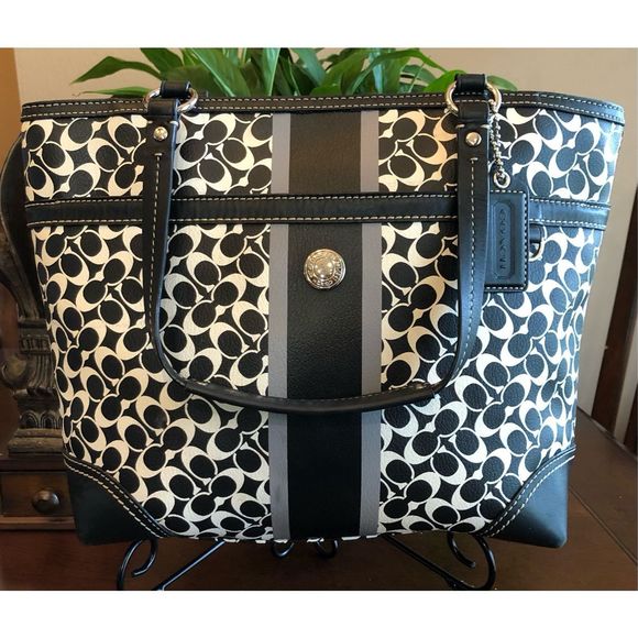 COACH - Chelsea Signature Heritage Stripe Tote. Beautiful & FLAWLESS CONDITION! - Picture 1 of 16